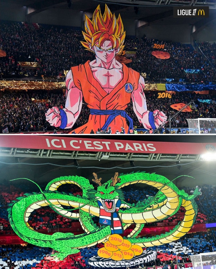  逝世一周年，法甲官推曬昔日巴黎主場(chǎng)龍珠TIFO：鳥山明經(jīng)典永存