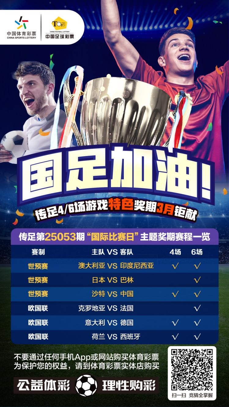  國(guó)足加油！傳足特色獎(jiǎng)期第25053期聚焦國(guó)際比賽日