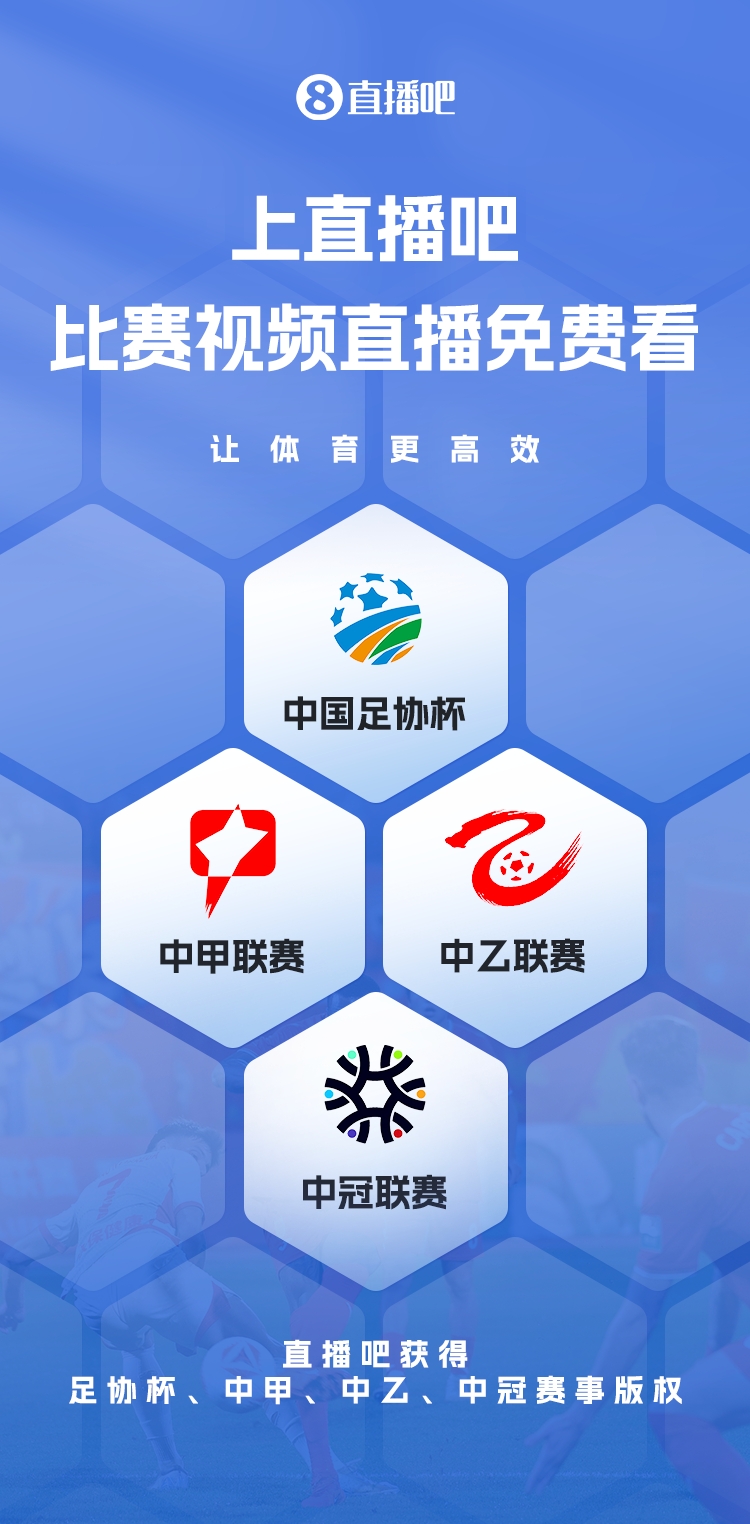  官宣！直播吧獲足協杯、中甲、中乙、中冠賽事版權，免費視頻直播